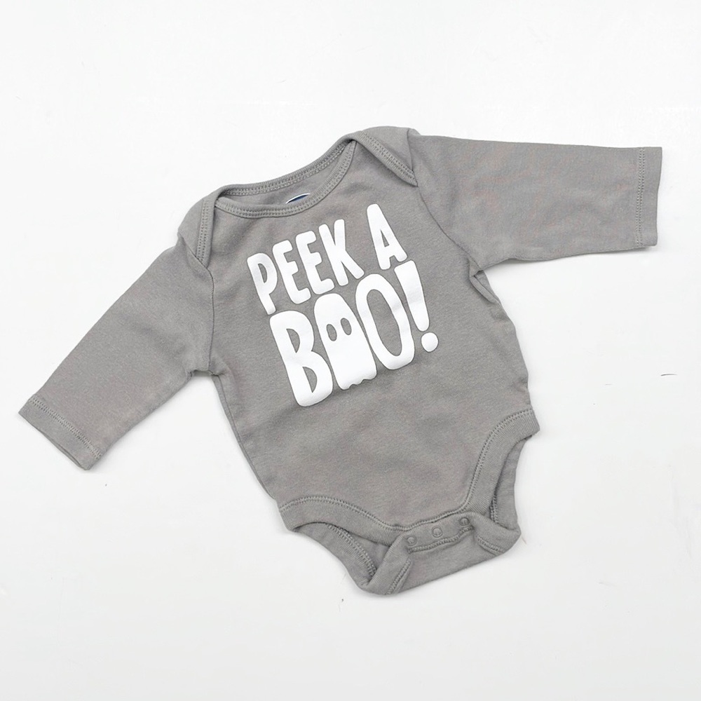 Old Navy Peek A Boo ghost baby bodysuit
